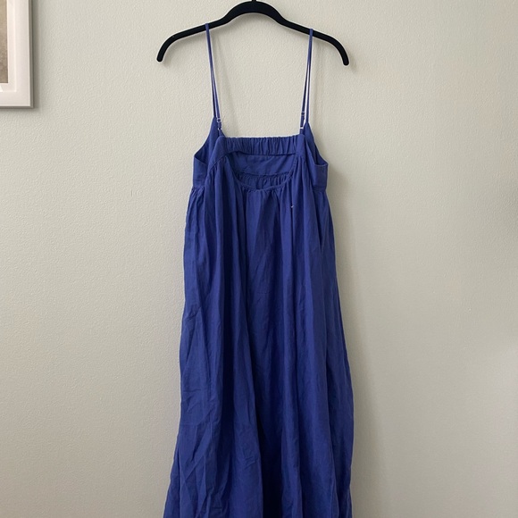 NWOT Madewell Blue Linen Midi Dress - Picture 4 of 5